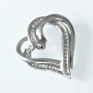 JWBR STERLING SILVER DIAMOND HEART SLIDE PENDANT